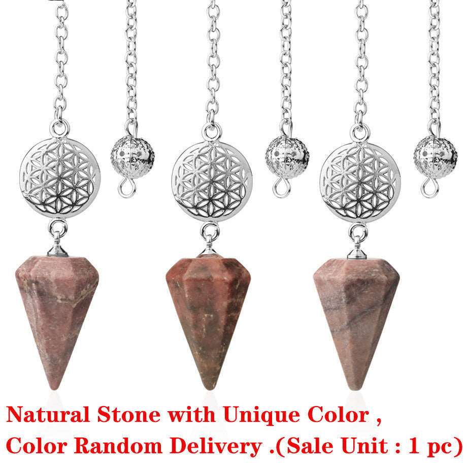 Semi-precious Stone Pendant Healing Crystal Point Pendulum Wicca Meditation Chakra Necklace