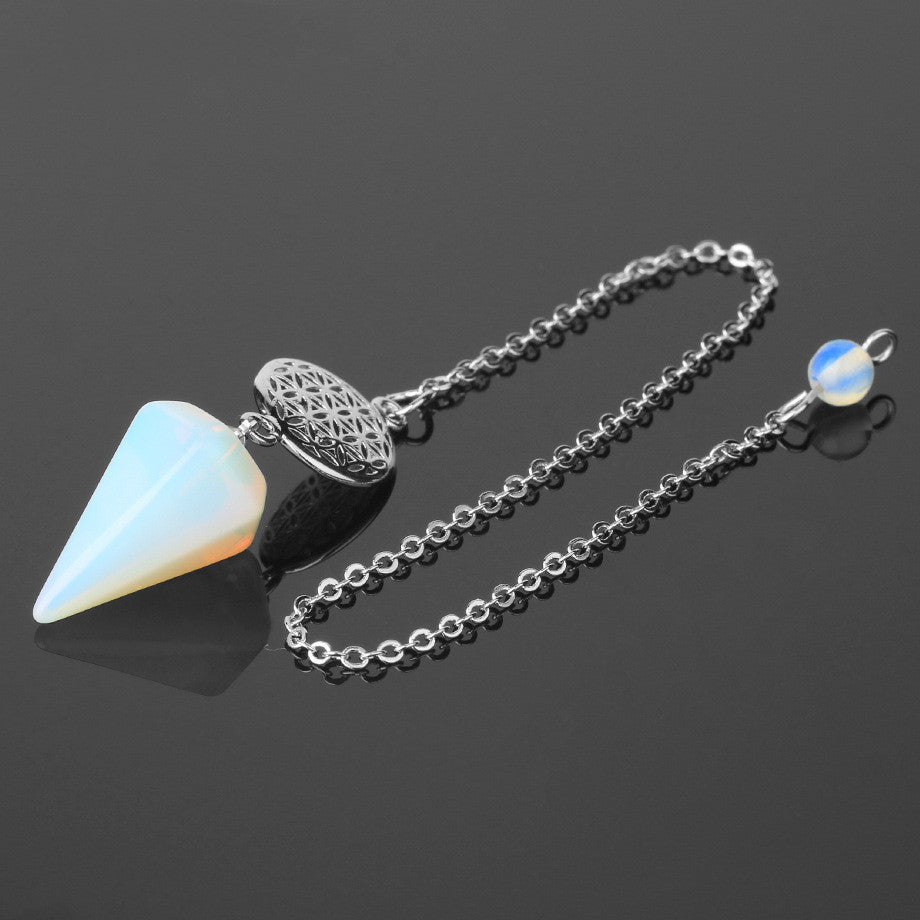 Semi-precious Stone Pendant Healing Crystal Point Pendulum Wicca Meditation Chakra Necklace