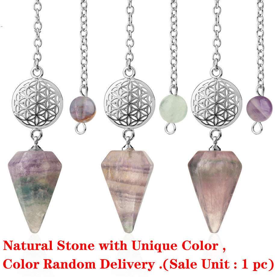 Semi-precious Stone Pendant Healing Crystal Point Pendulum Wicca Meditation Chakra Necklace