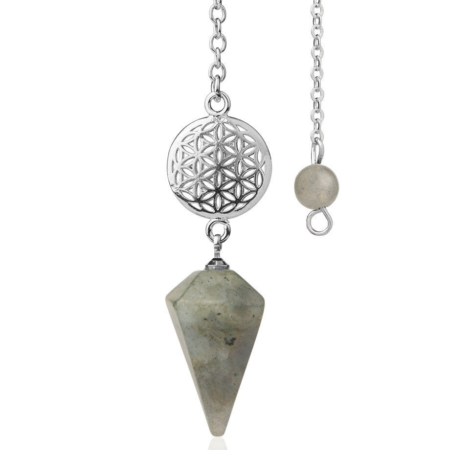 Semi-precious Stone Pendant Healing Crystal Point Pendulum Wicca Meditation Chakra Necklace