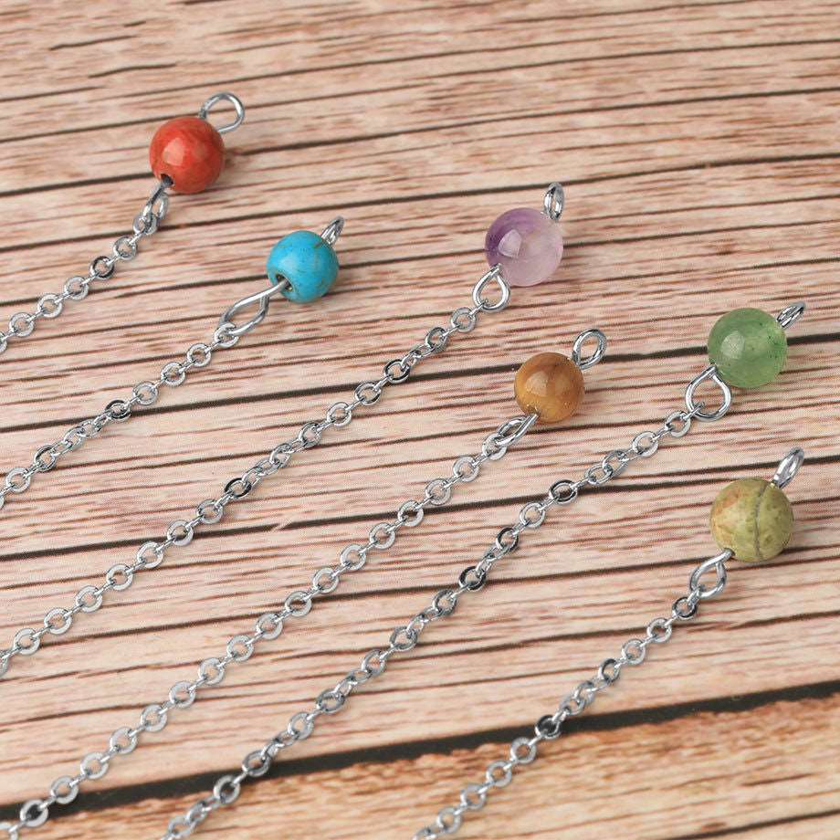 Semi-precious Stone Pendant Healing Crystal Point Pendulum Wicca Meditation Chakra Necklace