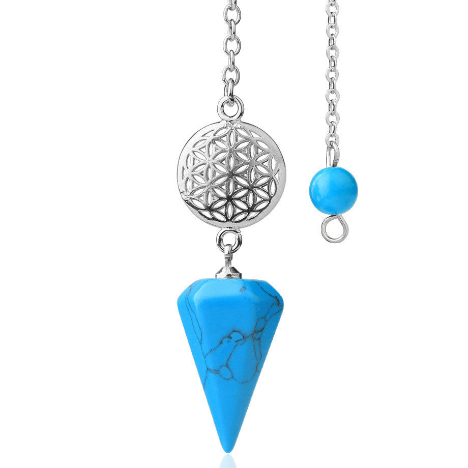 Semi-precious Stone Pendant Healing Crystal Point Pendulum Wicca Meditation Chakra Necklace