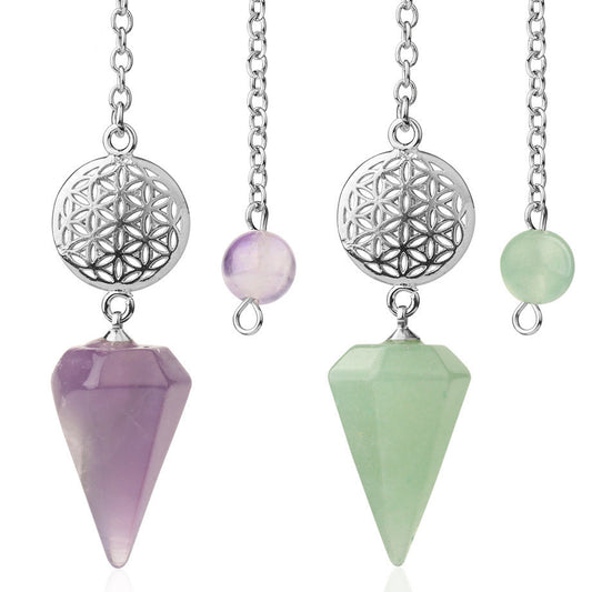 Semi-precious Stone Pendant Healing Crystal Point Pendulum Wicca Meditation Chakra Necklace