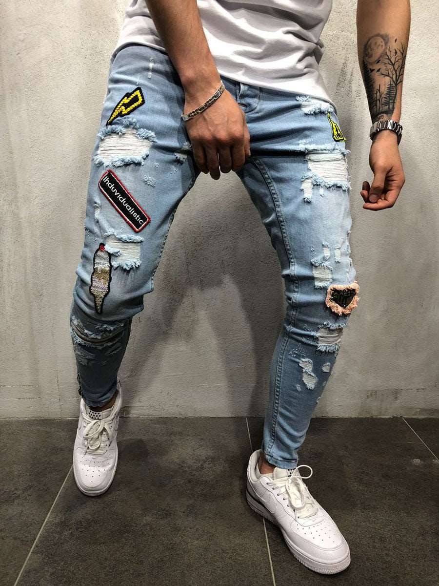 Casual skinny jeans men fashion