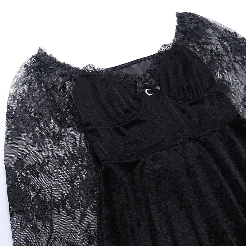 Sexy Lace Flared Long Sleeve Dress